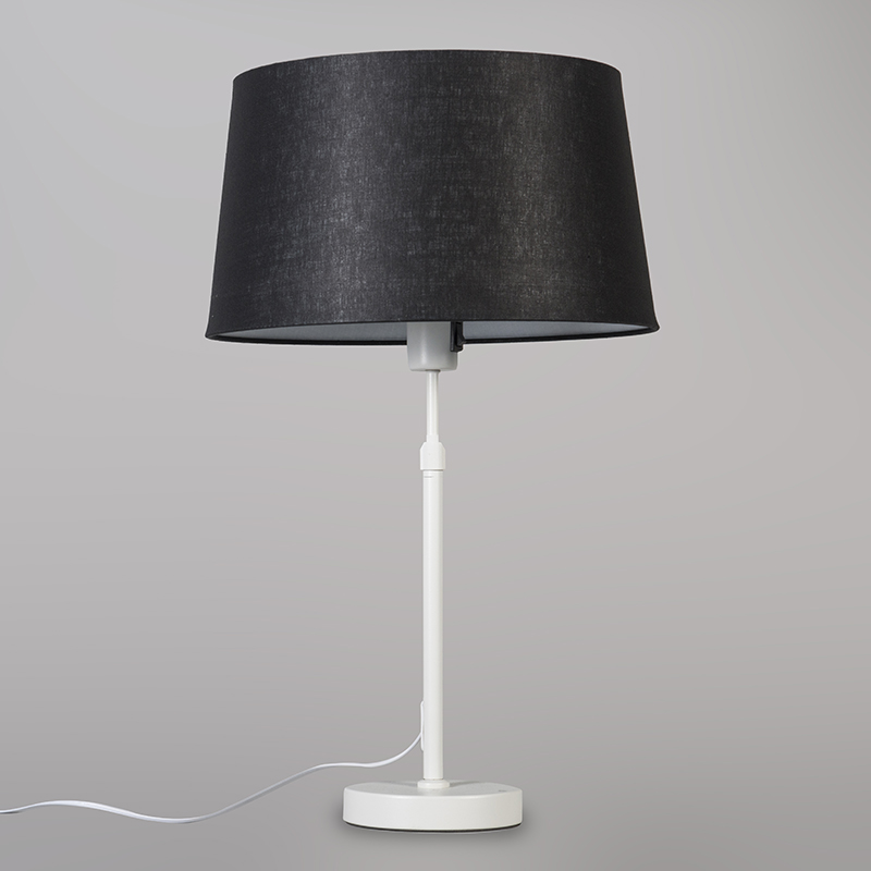 lampe de table blanc avec abat-jour noir 35 cm réglable - parte