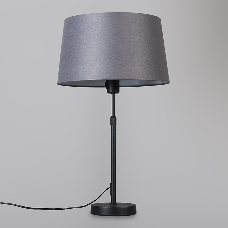 lampe de table noir avec abat-jour gris 35 cm réglable - parte