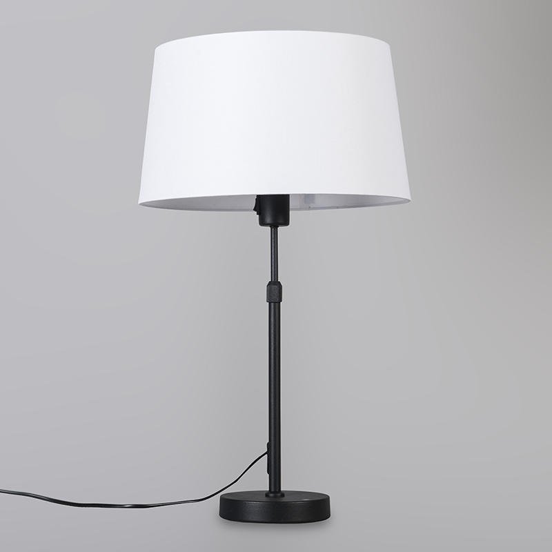 lampe de table noir avec abat-jour blanc 35 cm réglable - parte