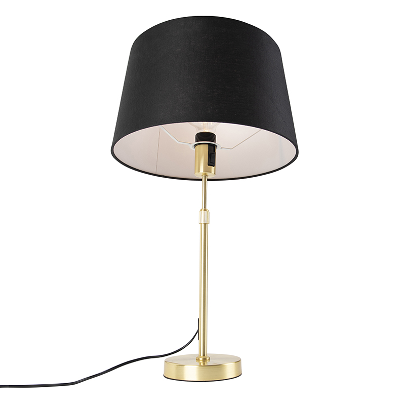 lampe de table or / laiton avec abat-jour en lin noir 35 cm - parte