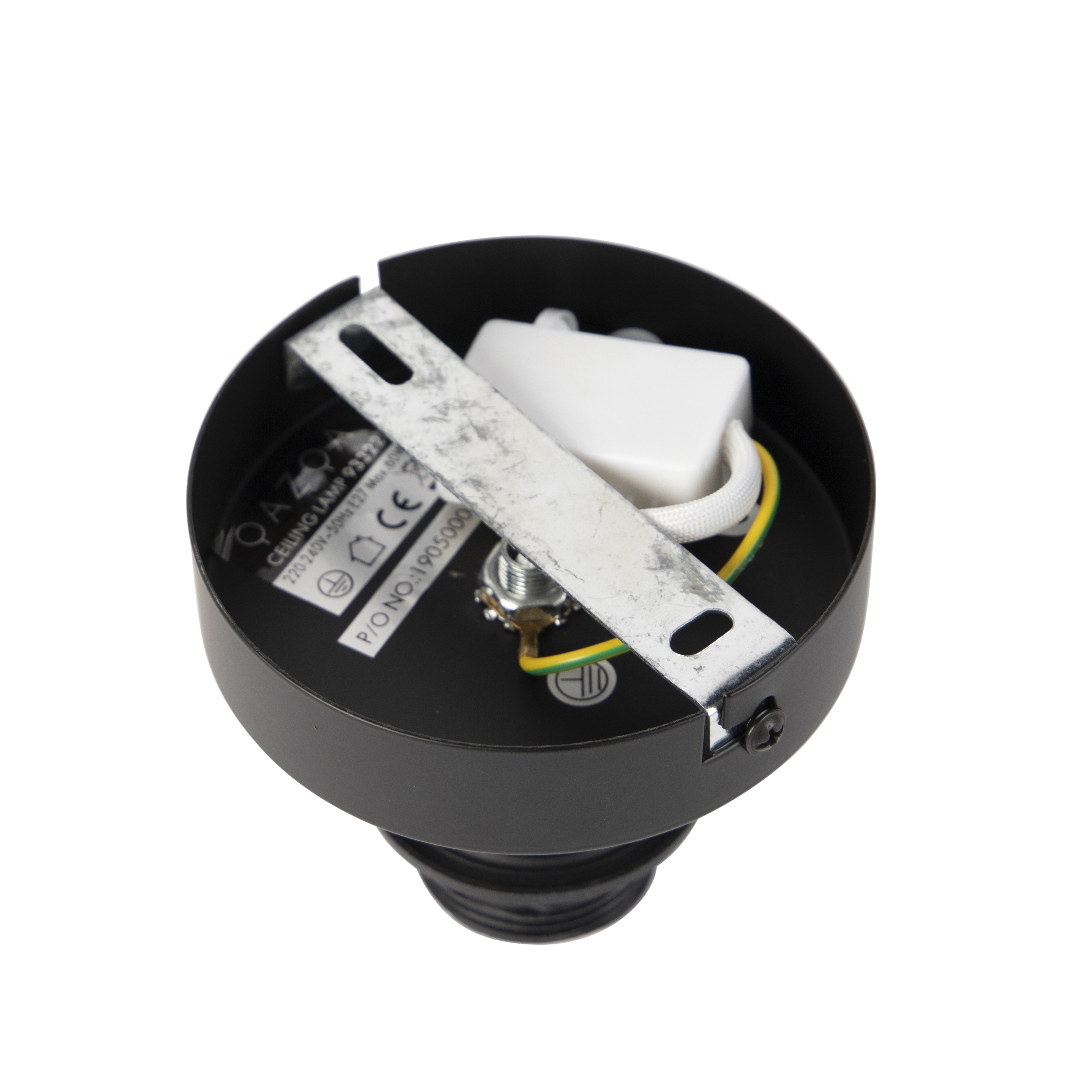 Ceiling Light with Cotton Shade Black with Gold 25 cm - Combi Black