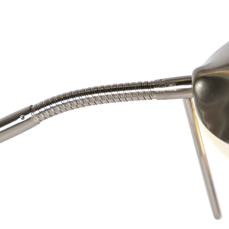 QAZQA + Lampada Da Terra Con Braccioo De Lettura Lexus - Moderno - Vetro,Acciaio - Acciaio - Oblungo (non Sostituibile) LED Max. 1 X 18 Watt 13 Lampada da terra moderna con dimmer a LED in acciaio - LEXUS