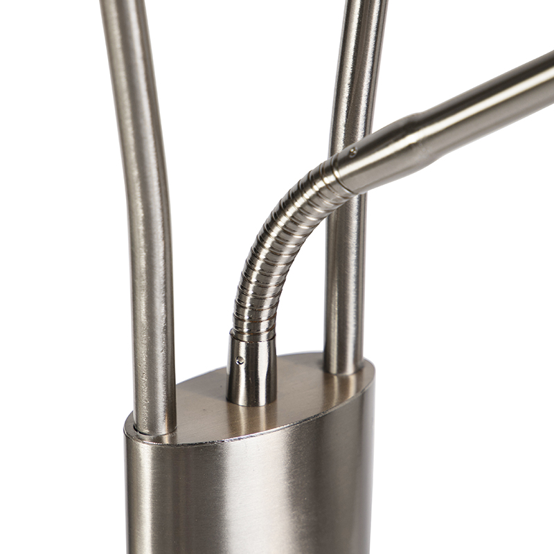 QAZQA Lexus - LED Dimmable Lampadaire Avec Lampe De Lecture Moderne Variateur Inclus - 1 Lumière - H 1800 Mm - Acier - Moderne - Éclairage Intérieur - Salon I Chambre 12 Lampadaire moderne en acier avec LED et dimmer - Lexus