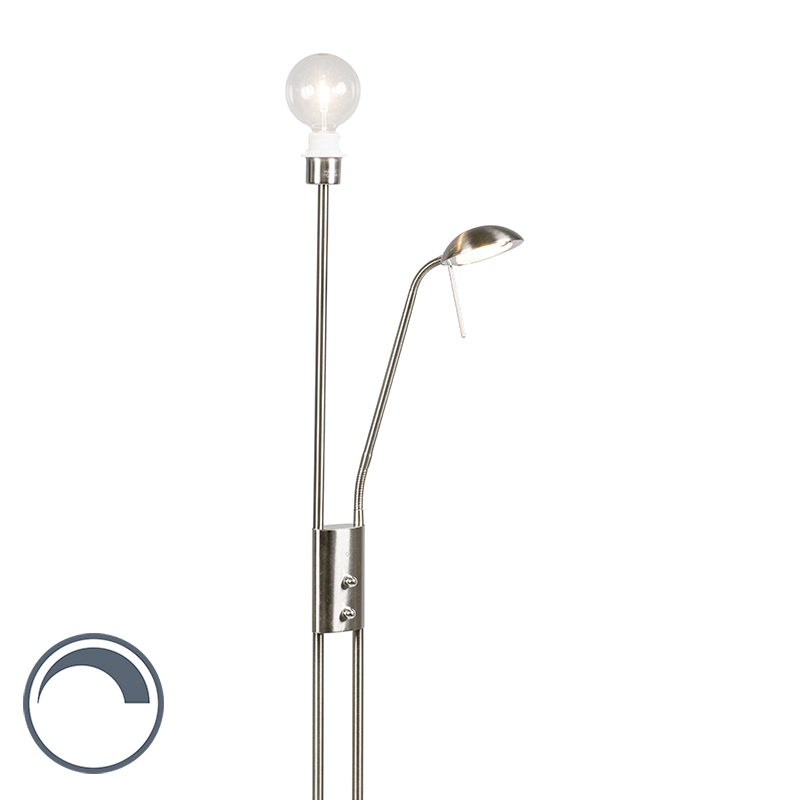 Moderné podlahové svietidlo stmievateľné oceľové - Luxor