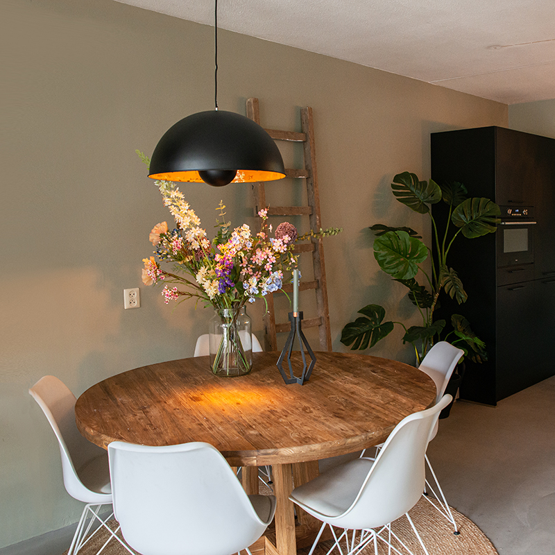 Industriële hanglamp zwart met goud 50 cm - Magna Eglip Industriële hanglamp zwart met goud 50 cm - Magna Eglip