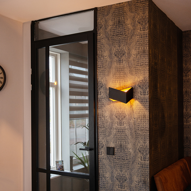 Design wandlamp zwart met goud - Fold Design wandlamp zwart met goud - Fold