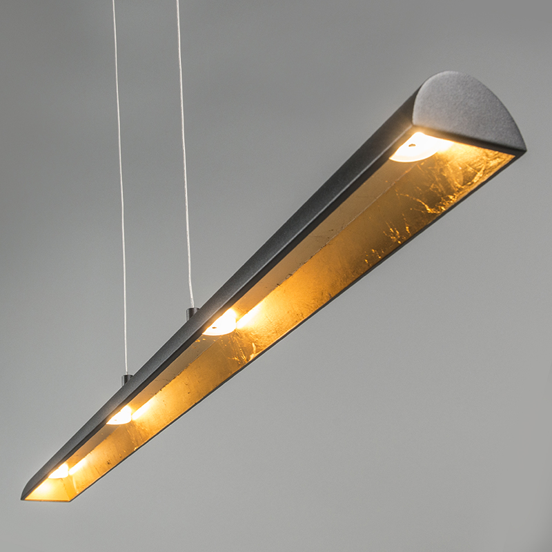 Hanging lamp black with golden interior incl. LED - Balo 4