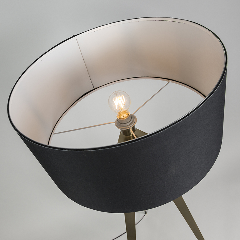 lampadaire moderne en laiton avec abat-jour noir - ilse