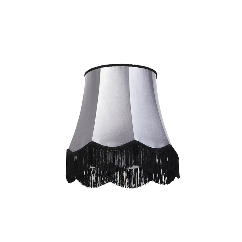 Silke lampeskærm sort med grå 45 cm – Granny