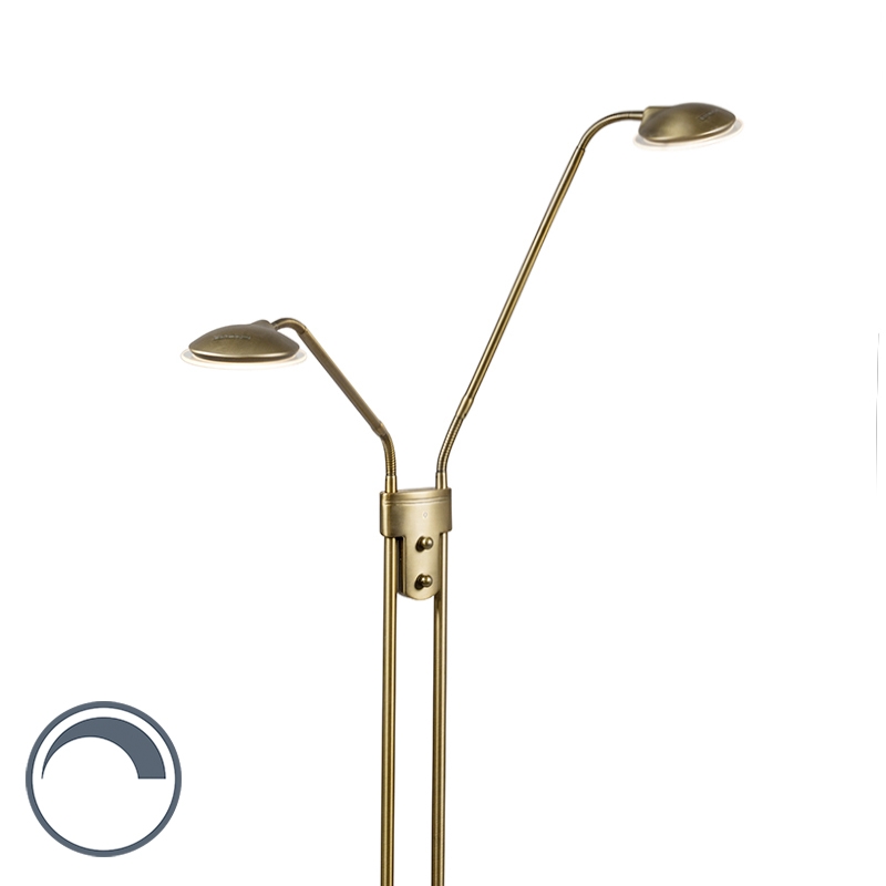 Moderne vloerlamp brons met leeslamp incl. LED - Eva