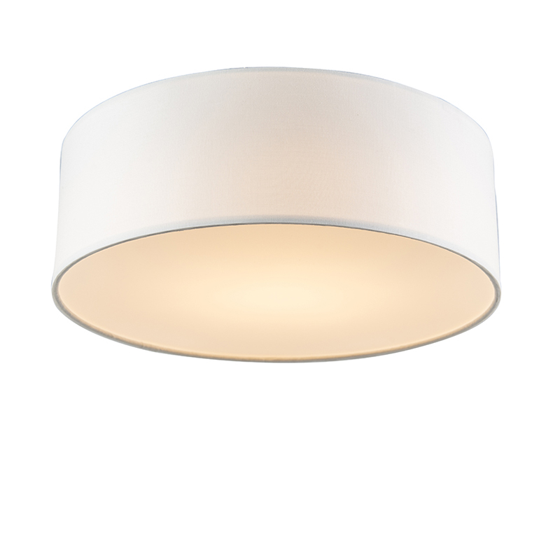 Lampa sufitowa biała 30 cm w tym LED - Drum LED