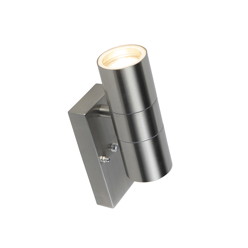 Applique murale d'extérieur en acier 2 lumières IP44 avec capteur crépusculaire - Duo