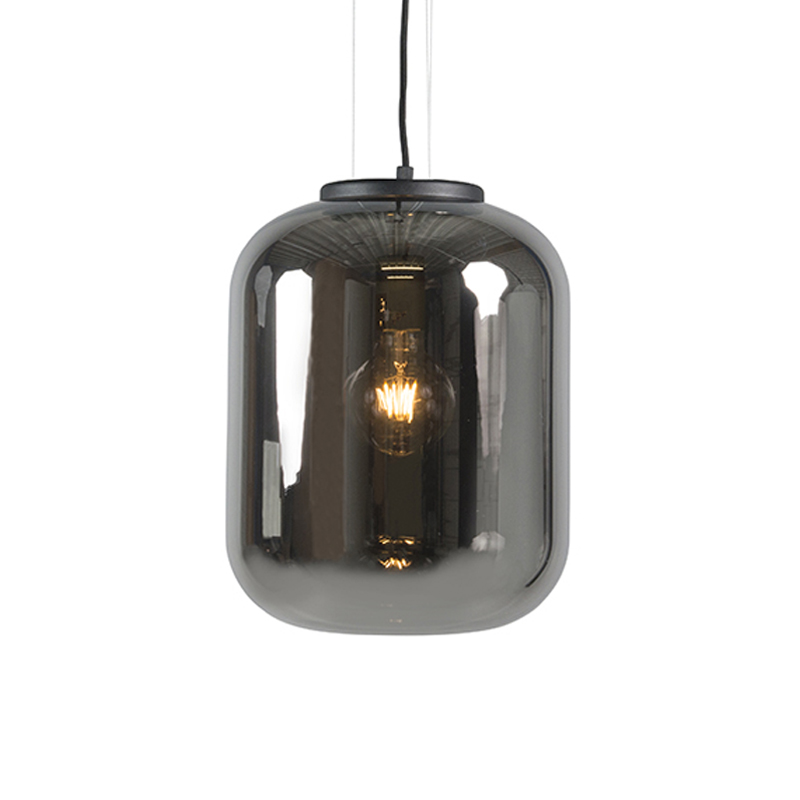 Set van 2 design hanglampen zwart met smoke glas - Bliss