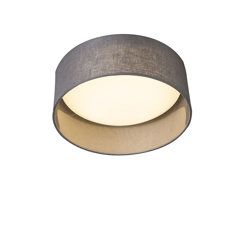 Plafondlamp grijs 28 cm incl. LED - Drum Combi