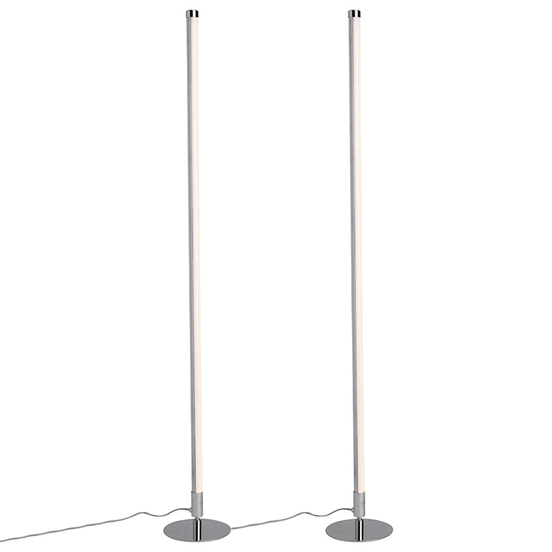 Lot de 2 lampadaires modernes LED chrome – Line-up