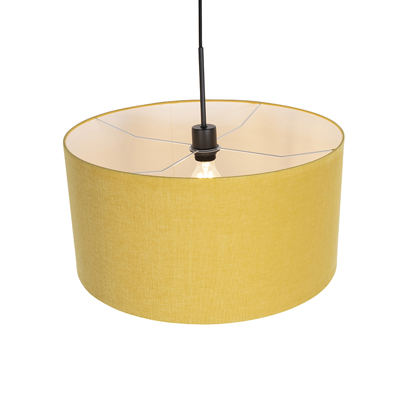 lampe suspendue moderne noire avec abat-jour 50 cm jaune - combi 1