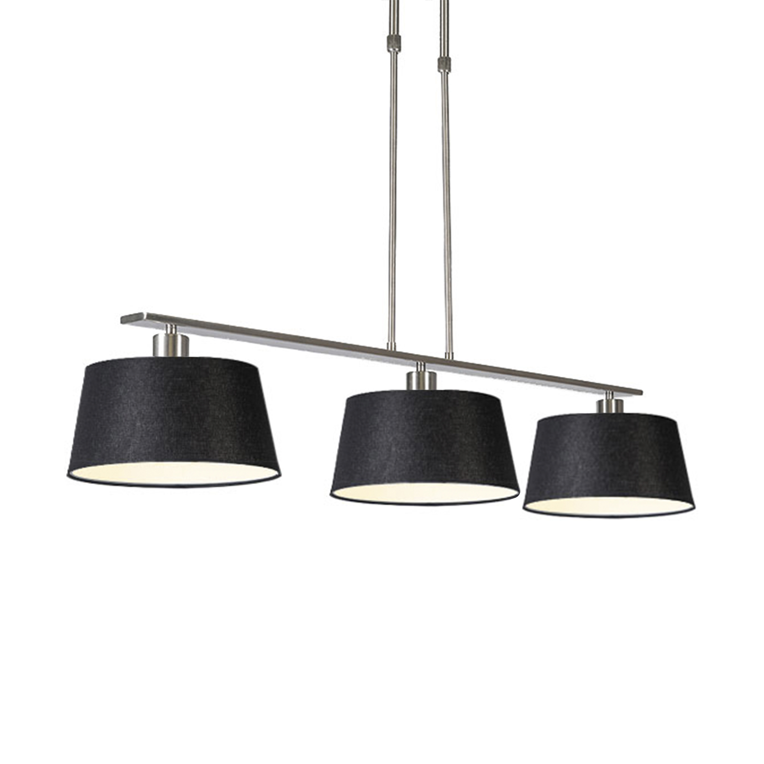 QAZQA Moderne hanglamp zwart staal met kap 35 cm - Combi 3 Deluxe