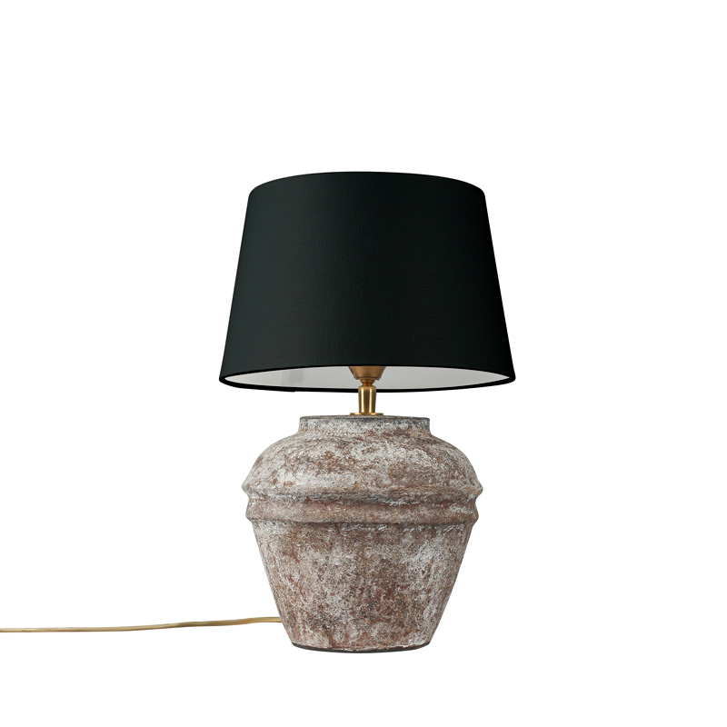 Landelijke tafellamp bruin met zwarte kap - Arta XS vintage