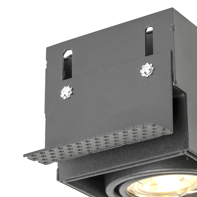 Set of 6 Recessed Spotlights Black GU10 Adjustable Trimless 2-Light - Oneon