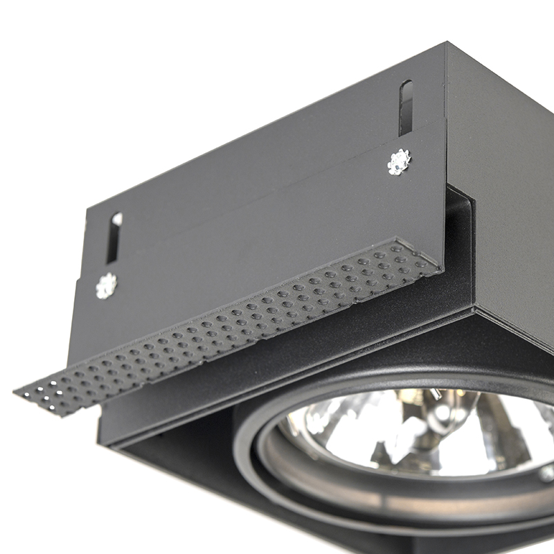Set of 6 Recessed Spotlights Black AR111 Tiltable and Rotatable Trimless - Oneon