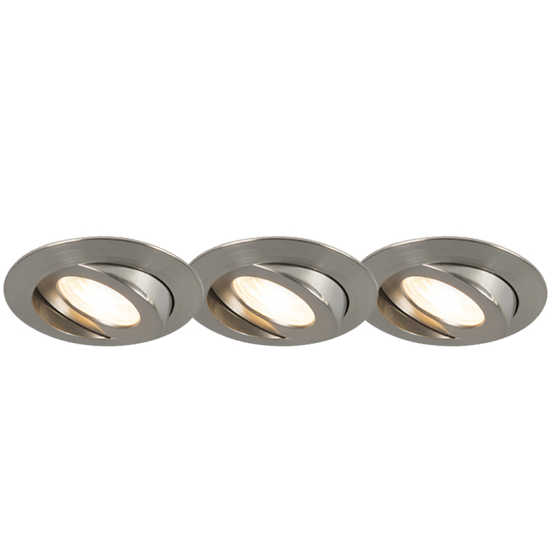 Sada 3 zabudovaných bodových svetiel oceľ vrátane LED IP44 - Relax LED
