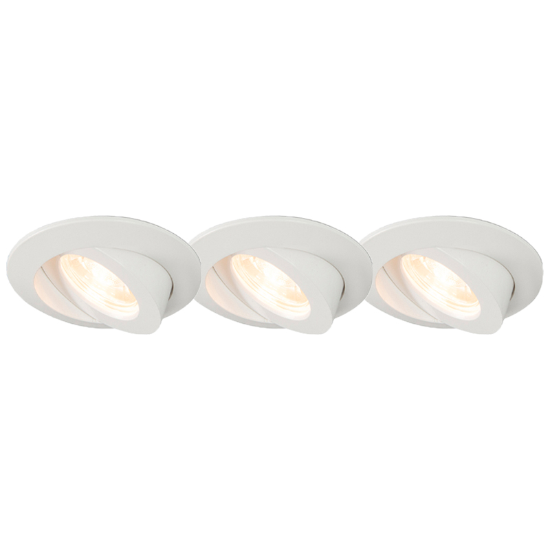 Set de 3 spoturi încastrate de culoare albă, inclusiv LED IP44 - Relax LED