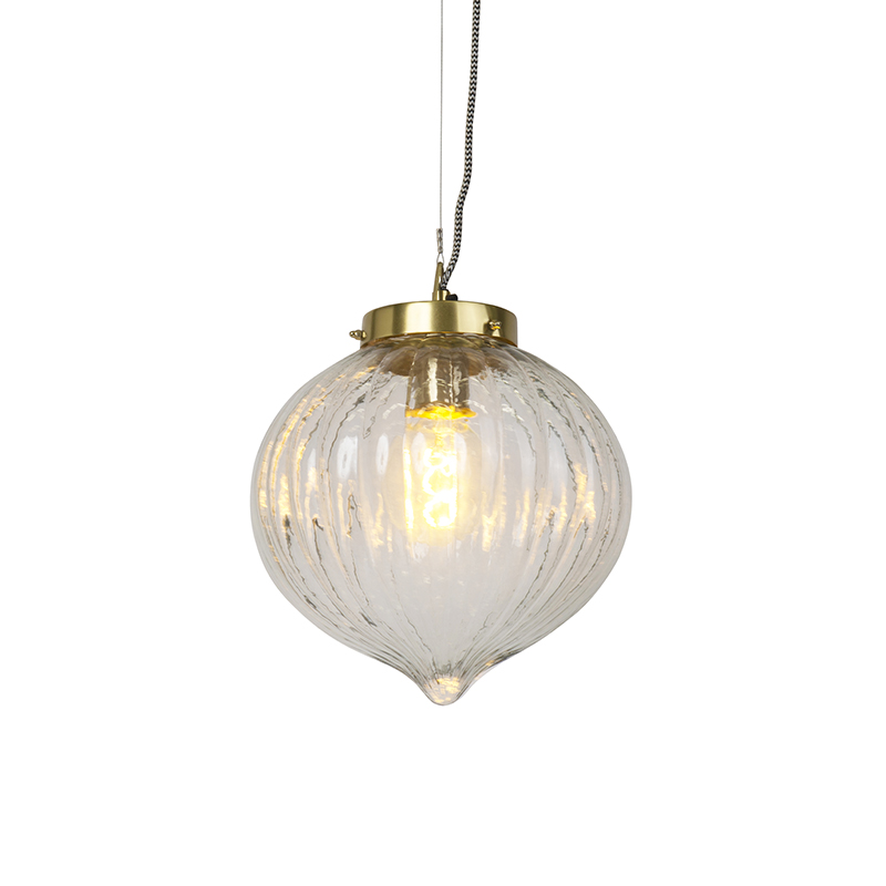 Vintage závesné sklo lampy s mosadzou - Visha