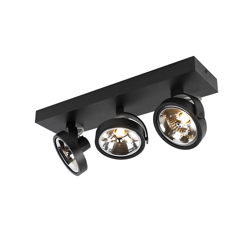 Design spot zwart verstelbaar 3-lichts incl. LED - Go