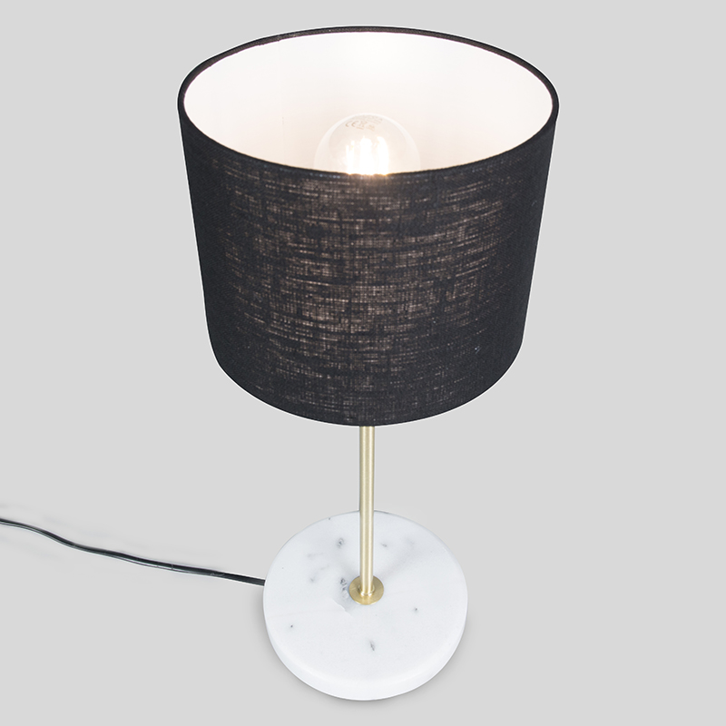 lampe de table en laiton avec abat-jour noir 20 cm - kaso