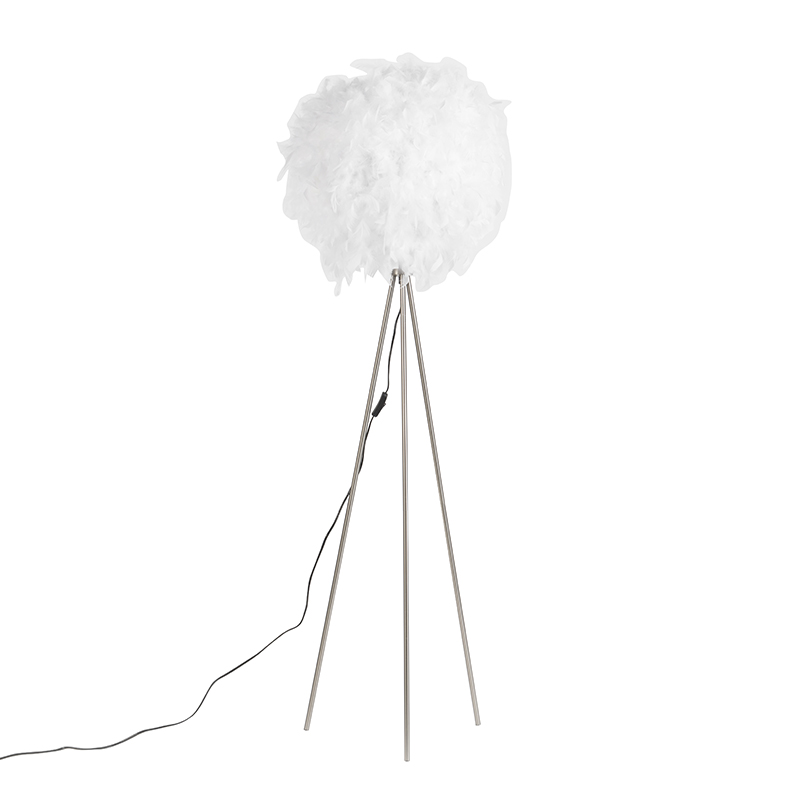 Romantyczna lampa stojąca biała - Pióro