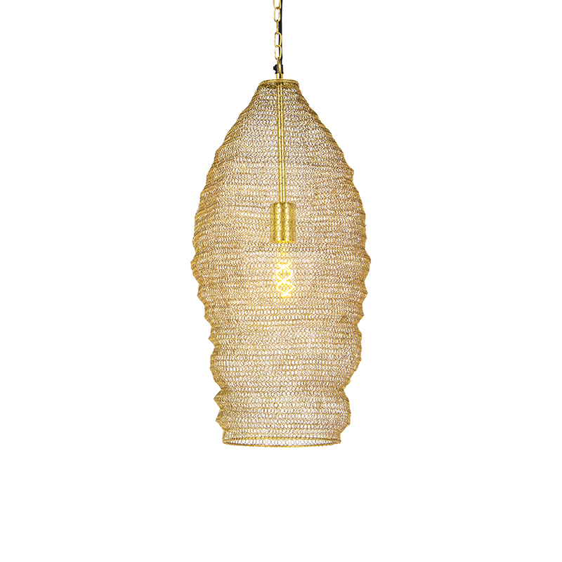 Orientalna lampa wisząca złota 25 cm - Nidum