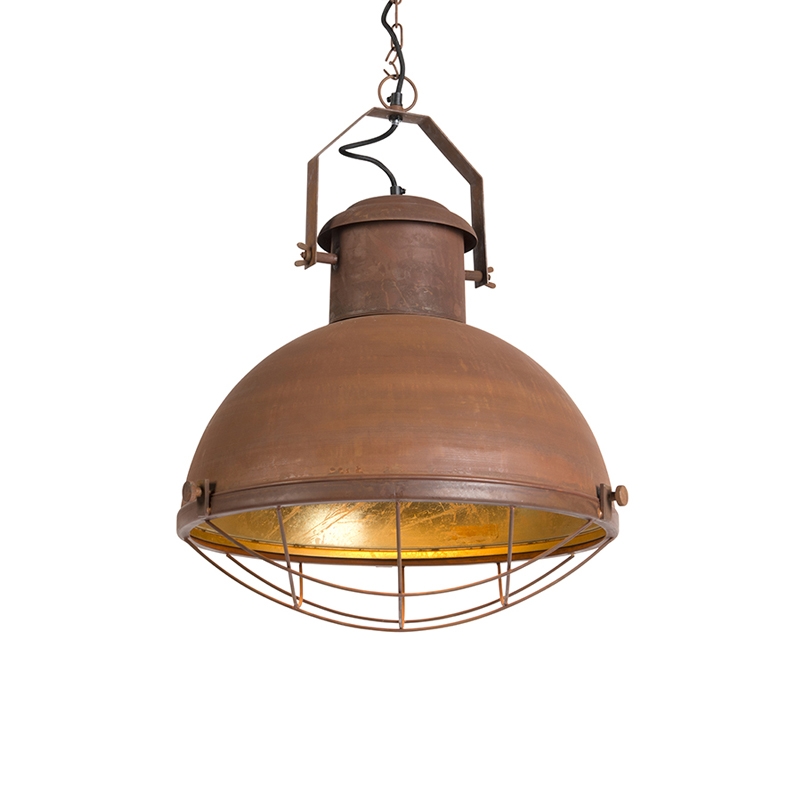 Priemyselné závesné svietidlo hrdzavohnedé so zlatým vnútrom - Engine