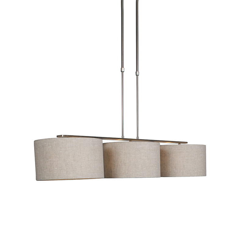 QAZQA Moderne hanglamp staal met kap 35 cm peper - Combi 3 Deluxe