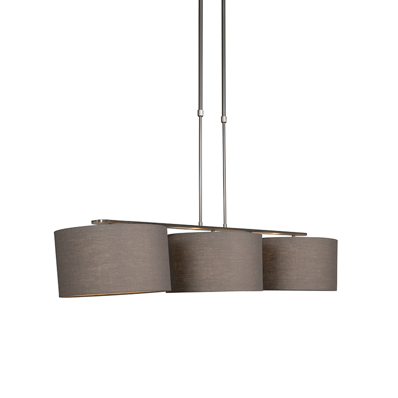 QAZQA Hanglamp staal met kap 35 cm oud grijs - Combi 3 Deluxe