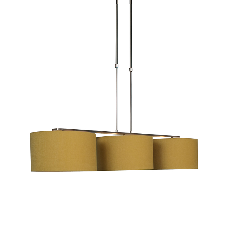QAZQA Moderne hanglamp staal met kap 35 cm mais - Combi 3 Deluxe