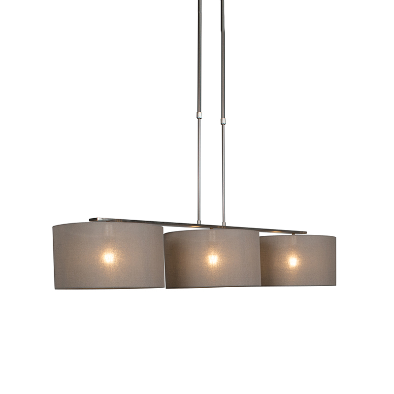 Moderne hanglamp staal met kap 35 cm taupe - Combi 3 Deluxe Moderne hanglamp staal met kap 35 cm taupe - Combi 3 Deluxe