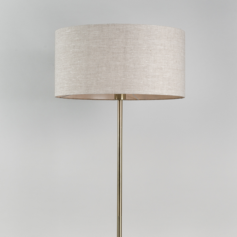 Lampadaire en laiton avec abat-jour gris 50 cm - Kaso