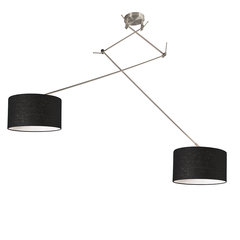 Hanging lamp steel with shade 35 cm black adjustable - Blitz II