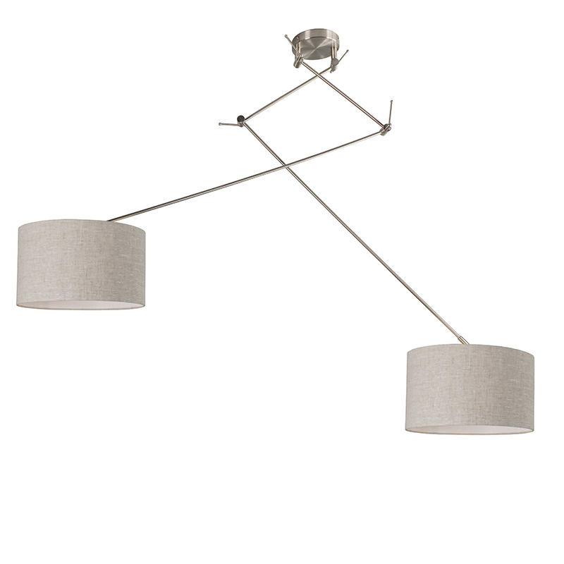 Hanging lamp steel with shade 35 cm light gray adjustable - Blitz II