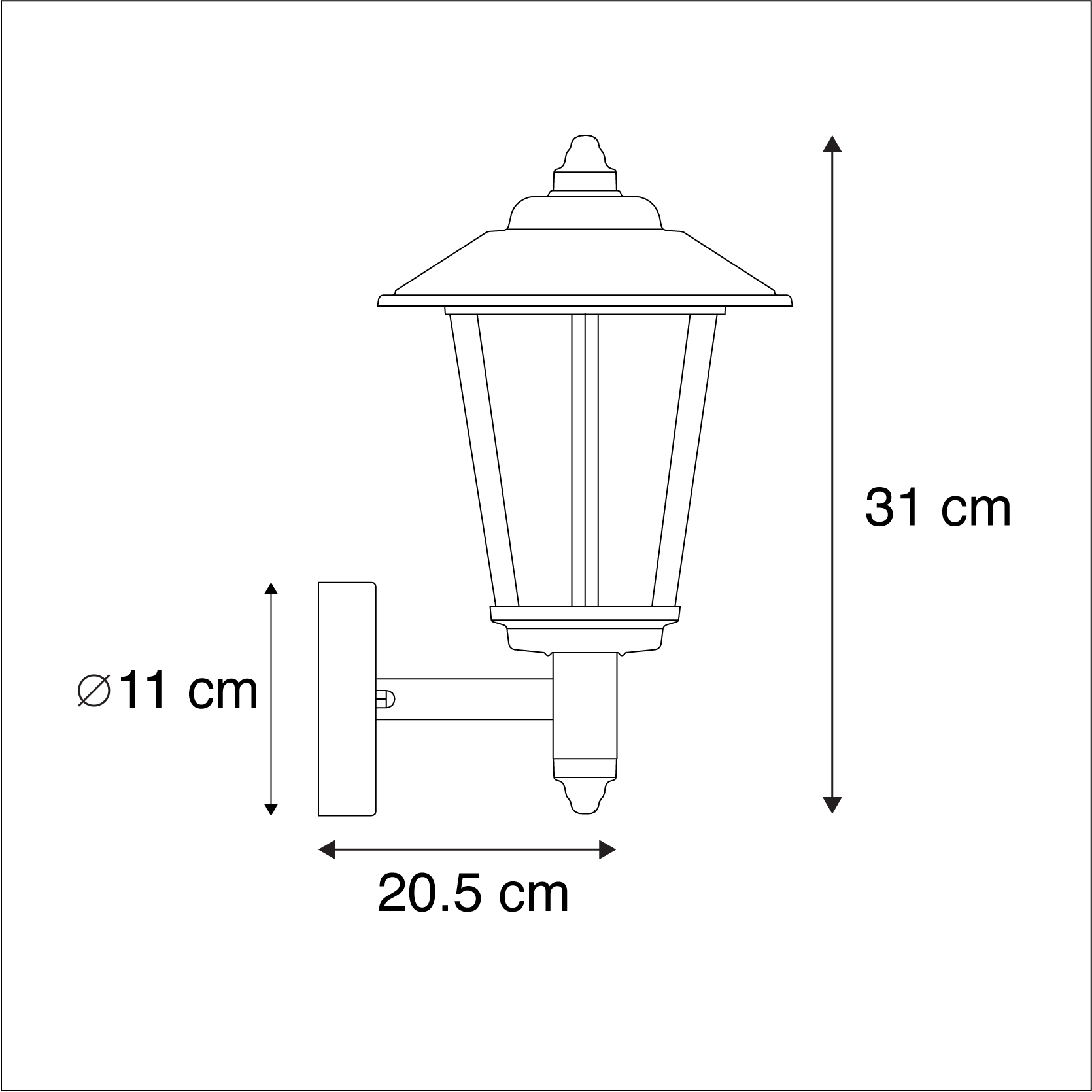 QAZQA AußenWandleuchte Wandlampe New Port - T 205 mm - - Außenbeleuchtung