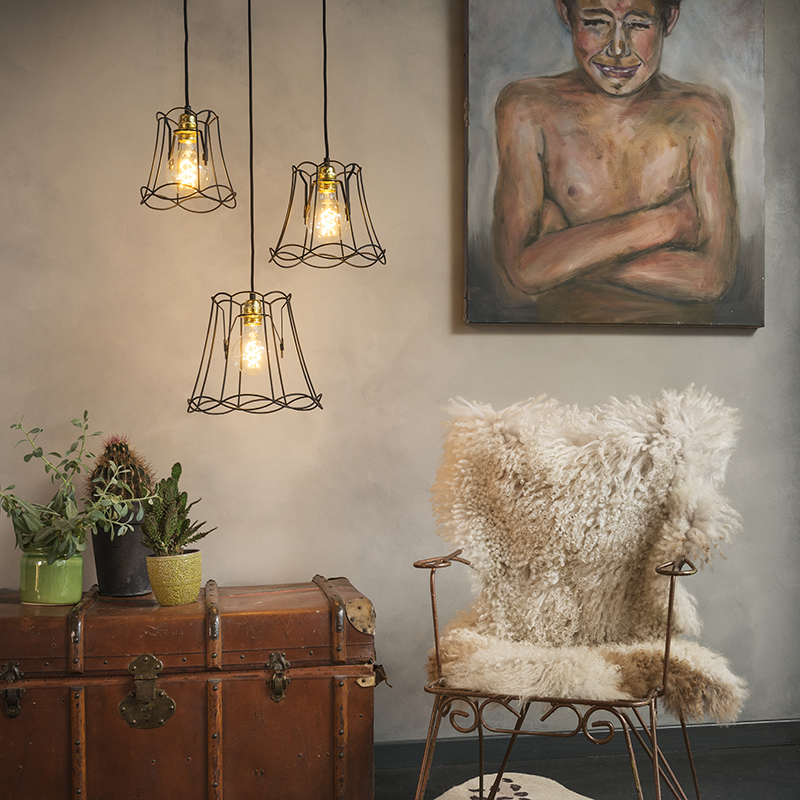 lampe suspendue rétro noire 30 cm - granny frame