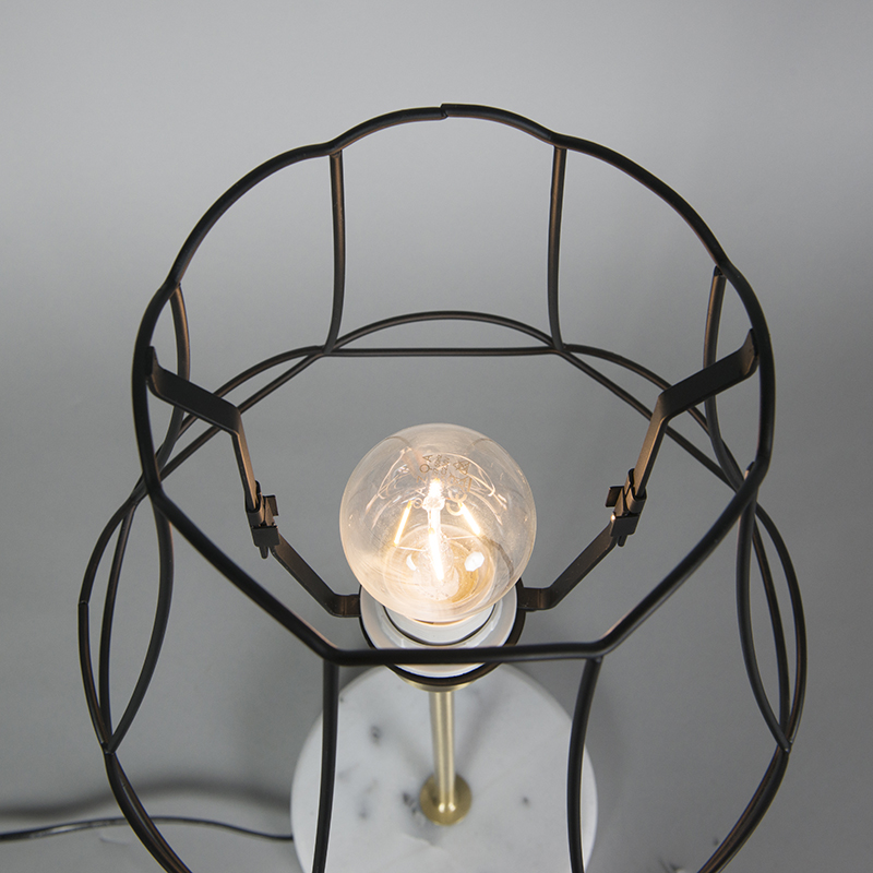 Retro Tischlampe Messing mit Frame-Lampenschirm Granny schwarz 25 cm - Kaso