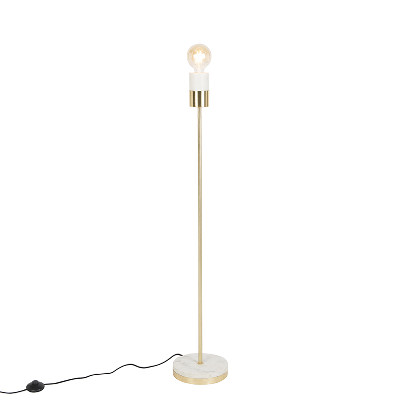 Art Deco vloerlamp messing met marmer - Cava