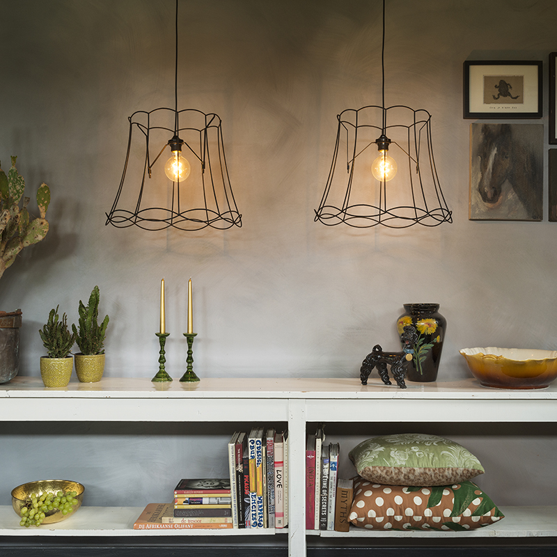 Set van 2 retro hanglampen zwart 50 cm - Granny Frame Set van 2 retro hanglampen zwart 50 cm - Granny Frame