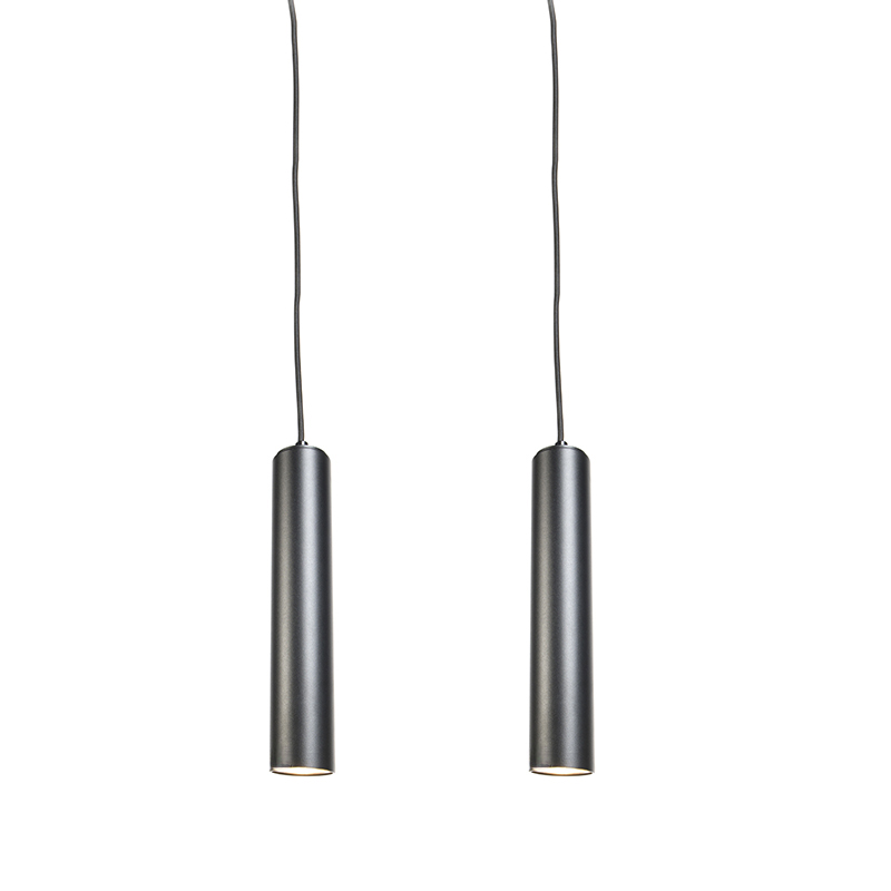 Uppsättning av 2 designhängande lampor svart – Tuba liten