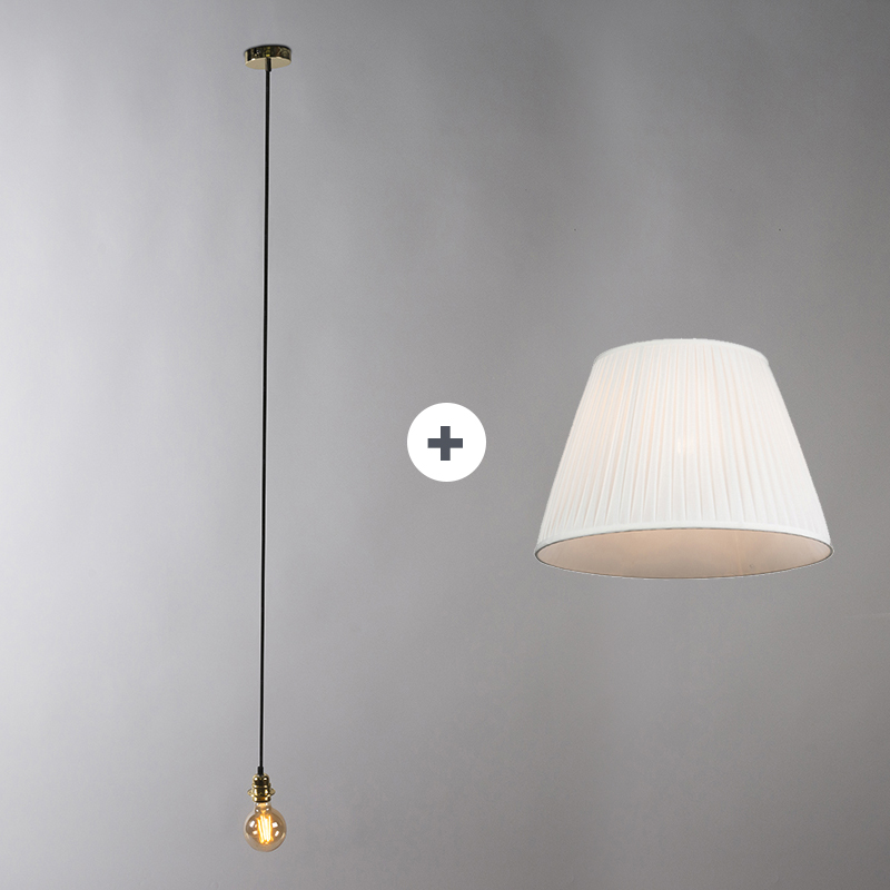 QAZQA Retro hängande lampa vit 45 cm – Veck