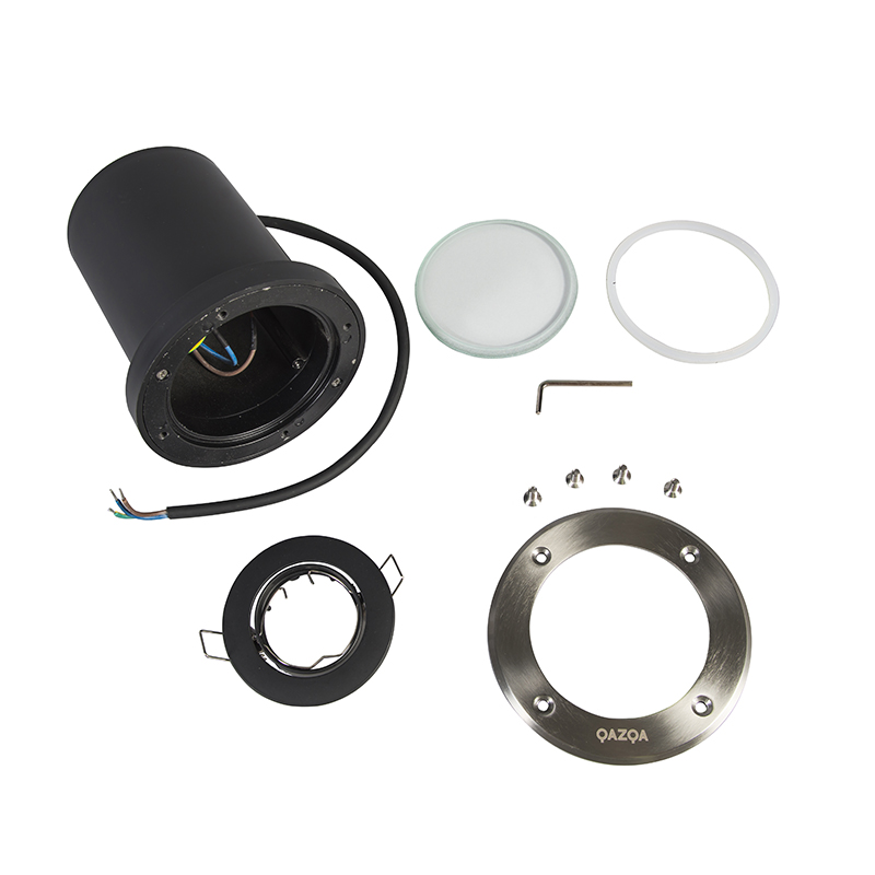 QAZQA Delux - Spot Encastrable De Sol Moderne - 5 Lumière - Ø 130 Mm - Acier - Moderne - Éclairage Extérieur 14 Lot de 5 spots de sol extérieurs inox IP65 - Delux