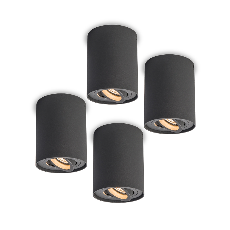 Lot de 4 spots anthracite rotatifs et inclinables – Rondoo 1 up