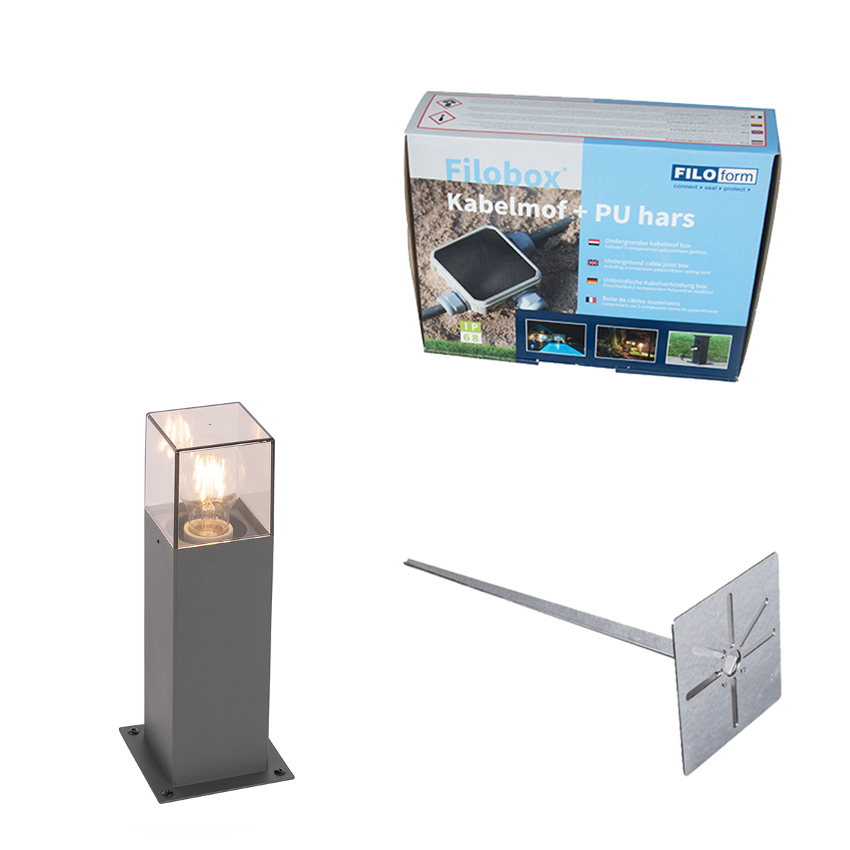 Vonkajšia lampa 30 cm antracit s zemným kolíkom a káblovou objímkou - Denmark