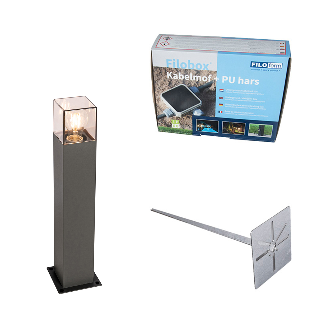 Vonkajšia lampa 50 cm antracit s hrotom do zeme a káblovou objímkou - Denmark